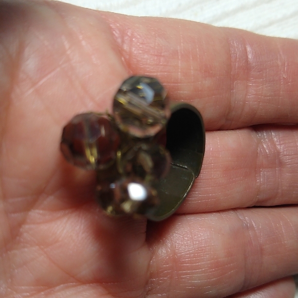 Smoky Cluster Bead Ring w-adjustable metal band - Picture 6 of 6